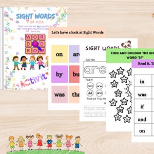 Sight Words for Kids, Kids Worksheet, Learning Resource, Educational Tool, Homeschool Material, Reading Aid, Preschool Activities