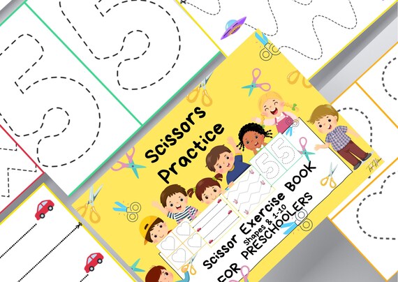 Scissors Practice Book, Scissor Exercise Book, Preschool Scissor Skills, Preschool Craft Book, Cutting Practice, Cutting Skills Book