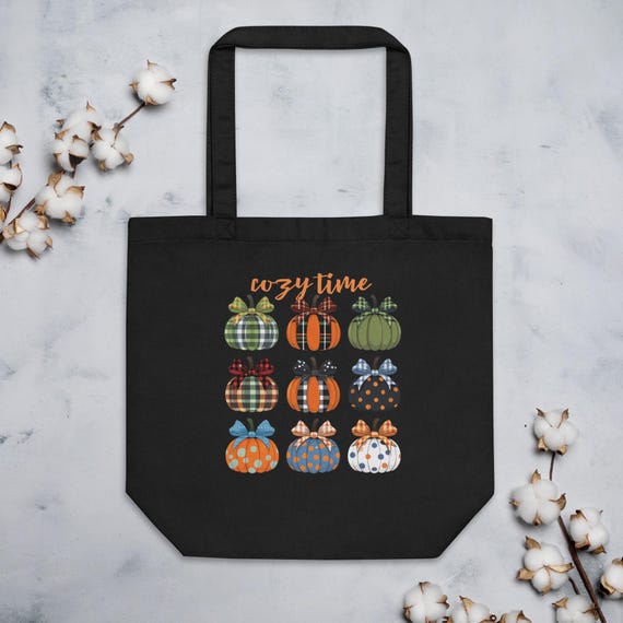 Eco Tote Bag Pumpkin, Cozy Time Gift, Reusable Grocery Bag, Autumn Market Tote, Fall Themed Shopping Bag, Eco-Friendly, Fall Harvest Tote