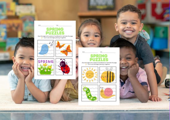 Spring Puzzles Printable, Educational Worksheets, Fun Spring Activities, Learning Puzzles, Kids Activity Sheets, Kids Activity Sheets