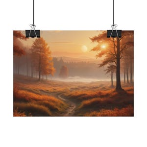 Cartel de paisaje de otoño - Arte de pared de otoño - Impresión enrollada inspirada en la naturaleza - Decoración del hogar de temporada