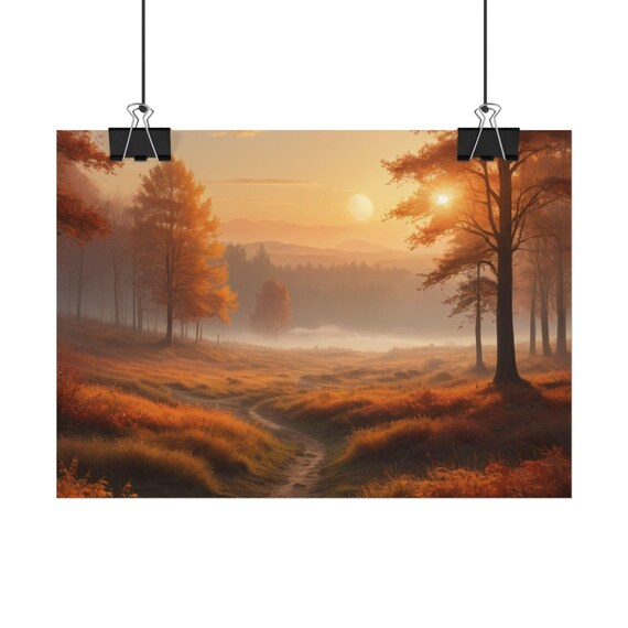 Autumn Landscape Poster - Fall Wall Art - Nature-Inspired Rolled Print - Seasonal Home Decor