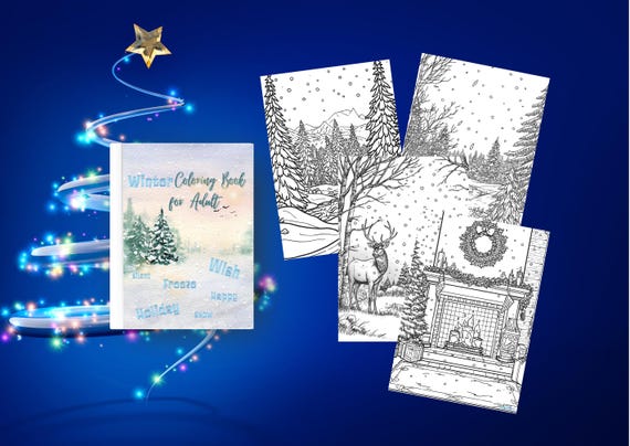 Winter Coloring Book for Adults, Printable Art Collection, Adult Coloring Pages, Winter Coloring, Coloring Book Adults, Stress relief Gifts
