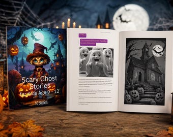 Libro de cuentos de miedo para niños de 9 a 12 años, Colección de aventuras fantasmales, Cuentos escalofriantes, Regalo de Halloween para niños, Libro de cuentos de miedo para colorear