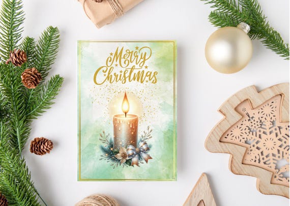 Green Sparkley Xmas Card, Printable Christmas Card, Holiday Greeting Card, Digital Download, Festive Card, Digital Download, Xmas Gift