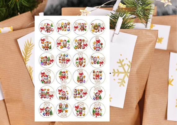 Advent Calendar Numbers Printable, Cute Xmas Party Design, Christmas Countdown, Holiday Countdown, Advent Decor, Advent Calendar Numbers
