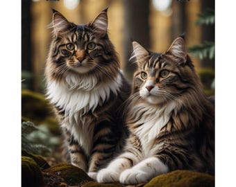 Norwegian Forest Cat Poster, Matte Cat Art Print, Vertical Wall Decor, Cat Lover's Gift
