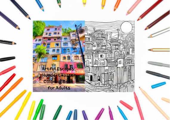 Hundertwasser Coloring Book, Adult Art Therapy, Mindful Escape, Relaxation Gift, Stress Relief for Adults, Adult Art Therapy, Stress Relief