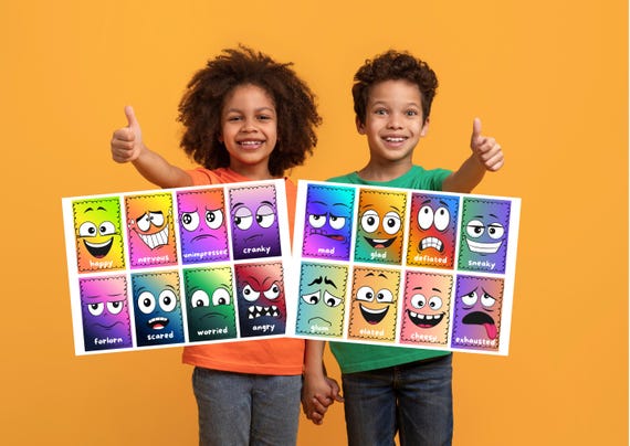 Emotions Flash Cards Printable, Educational Flash Cards, Homeschooling Tool, Toddler Flashcards, Preschool Emotions, Feelings Flash Cards