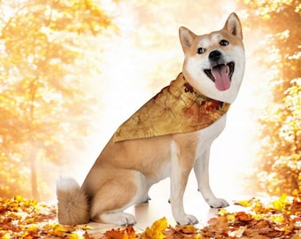 Autumn Leaves Pet Bandana, Fall Dog Bandana, Leaf Print Bandana, Pet Scarf, Fall Accessories, Dog Lover Gift