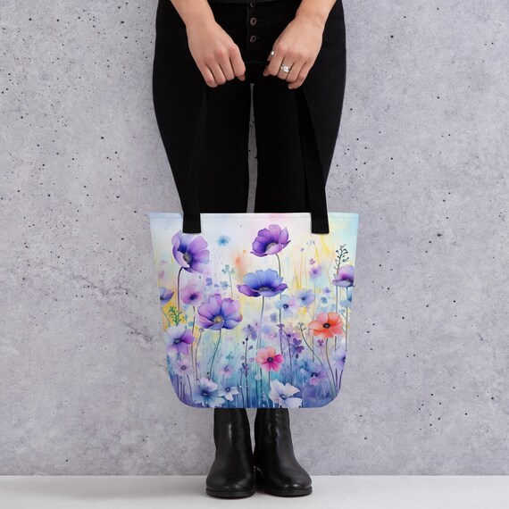 Floral Tote Bag, Unique Gift, Spring Floral Tote, Summer Handbag, Flower Bag, Accessories for Her, Market Tote