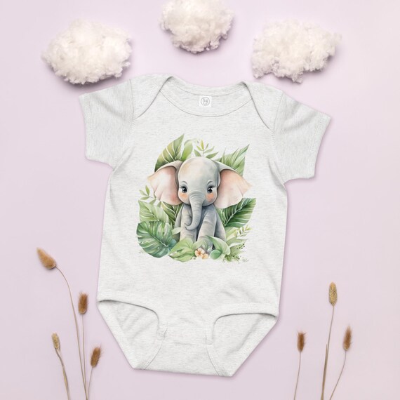 Safari Elephant Baby Bodysuit, African-Inspired Jersey, Baby Shower Gift, Infant Jumper, Baby Clothing, Wildlife Baby Clothes