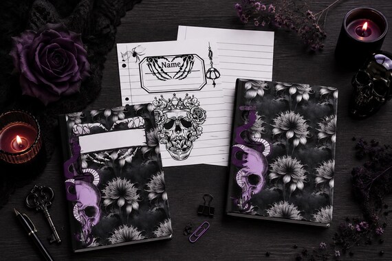 Goth Style Notebook, Printable Pages, Lined Pages, School Supplies, Student Notebook, Dark Aesthetic, Stationery Gift, Dark Aesthetic