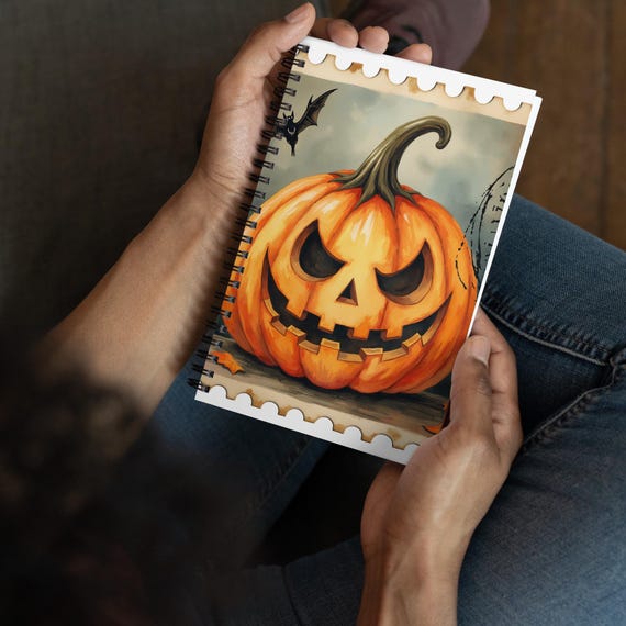 Spiral Notebook with Pumpkin, Halloween Notebook, Fall Journal, Pumpkin Lover Gift, Autumn Stationery, Spiral Bound, Seasonal Note Book