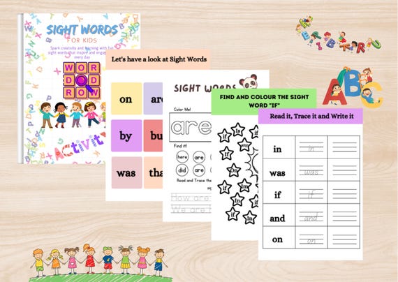 Sight Words for Kids, Kids Worksheet, Learning Resource, Educational Tool, Homeschool Material, Reading Aid, Preschool Activities