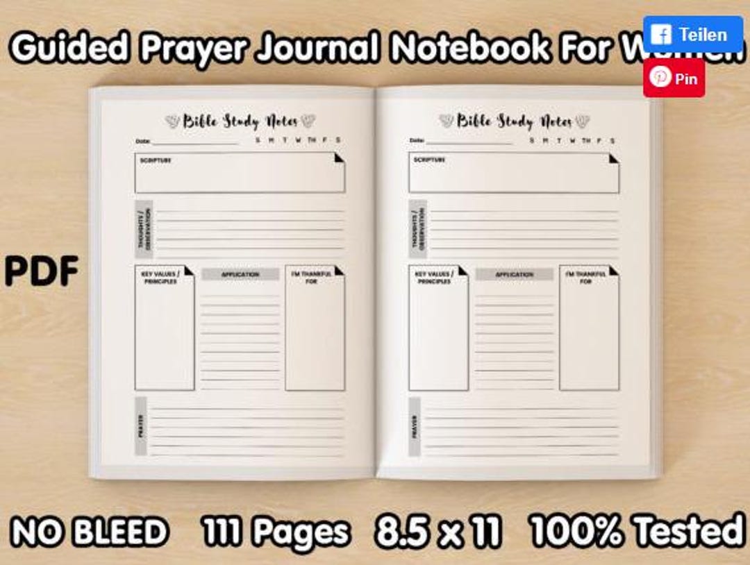 Printable Bible Study Journal Notebook for Women, Prayer Journal, Women ...