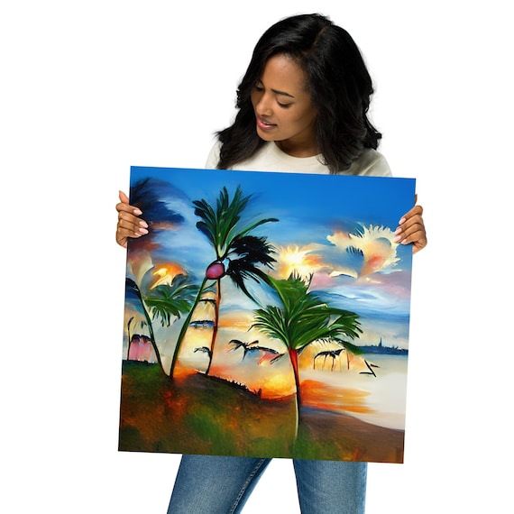 Watercolor Tropical Wall Art, Tropical Poster, Wall Decor, Palm Tree Wall Art, Coastal Home Decor, Beach Vibes