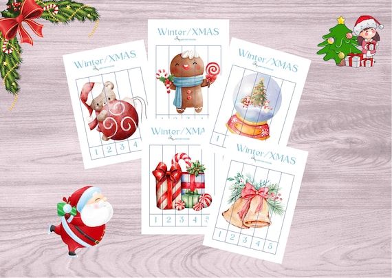 Winter/XMAS Number Puzzle for Kids, Preschool Learning, Cut and Play, Number Puzzles, Christmas Puzzle, XMAS Puzzles, Kids Number Puzzle