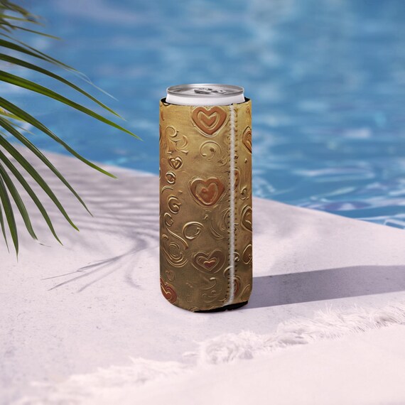 Golden Summer Can Cooler, Beverage Insulator, Drink Accessory, Beach Cooler, Party Must-Have, Tailgate Item, Summer Accessory