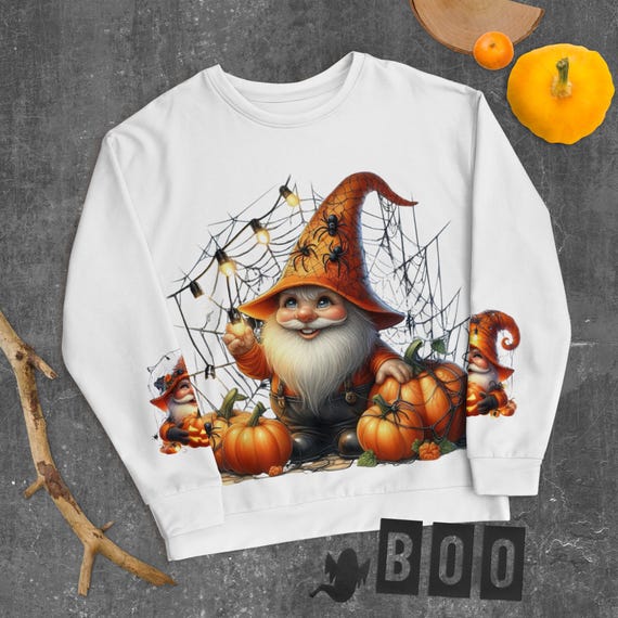Pumpkin Sweatshirt, Gnome Sweatshirt, Unisex Sweatshirt, Halloween Sweatshirt, Fall Fashion, Autumn Wear, Cozy Apparel