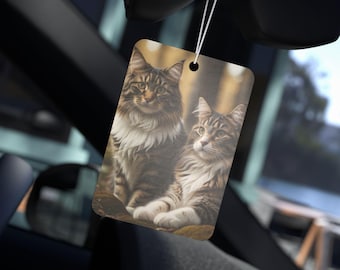 Nordic Forest Cat Car Air Freshener, Cute Kitty Scent Diffuser, Car Charm, Gift for Cat Owners
