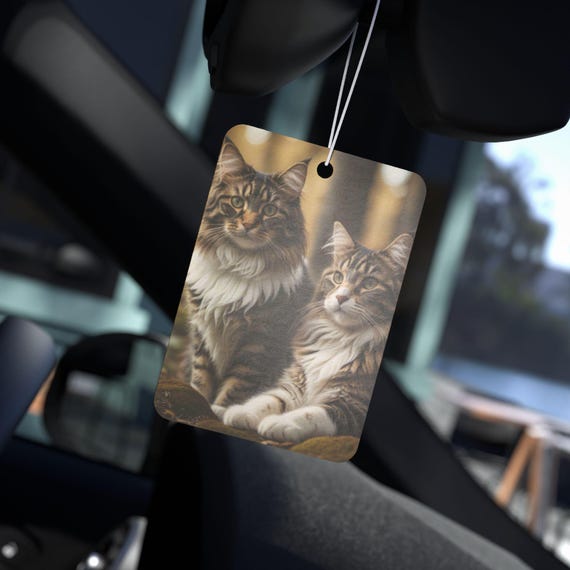 Nordic Forest Cat Car Air Freshener, Cute Kitty Scent Diffuser, Car Charm, Gift for Cat Owners