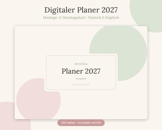2027 Digital Planner, Hyperlinked Tablet Planner, Monday or Sunday Start, Landscape, Daily, Weekly, Monthly Pages, Habit and Budget Tracker