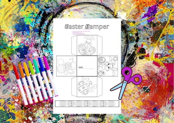 Easter Eggs Hamper DIY, Easter Printable, Easter Coloring Kit, Easter Basket Filler, Festive Coloring Fun, Easter Craft Activity