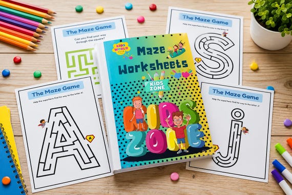 Maze Worksheet for Kids, Printable Maze Puzzle, Activity Sheet, Brain Teaser, Educational Fun, Toddler Maze, Homeschool Resource