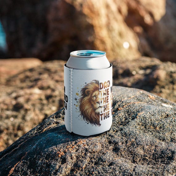 Can Cooler Daddy Quote Lion, Father's Day Gift, Lion Design Beverage Cooler, Gift for Dad, Dad Quote Koozie, Dad Drink Holder