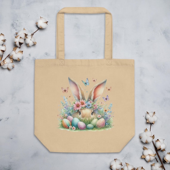 Easter Eco Tote Bag, Cute Bunny Design, Eco-Friendly Gift, Tote Bag for Easter, Bunny Reusable Bag, Gift Idea