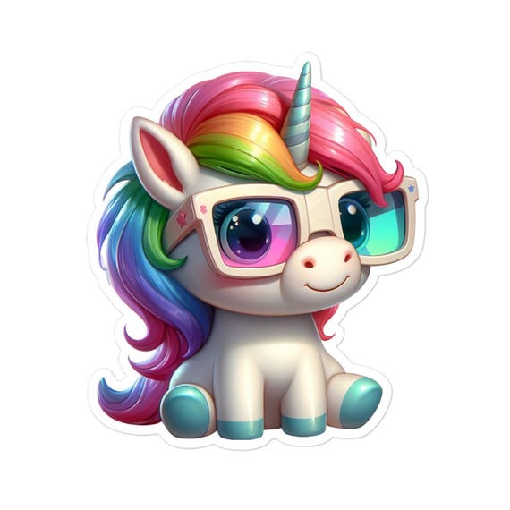 Cool Unicorn Bubble-free Stickers, Cute Unicorn Stickers, Kid's Sticker Pack, Bubble-free Decals, Fun Room Decor, Fun Decals