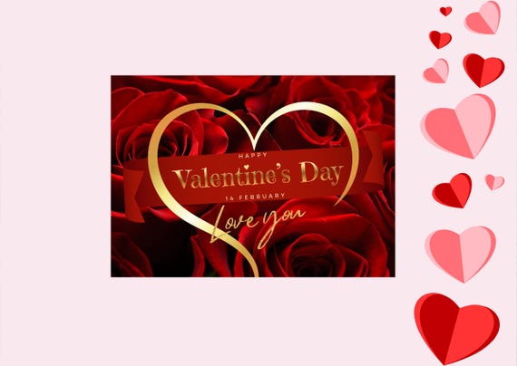 Valentines Day Greeting Card, Printable Card, Romantic Card, Valentine's Gift, Personalized Message Card, Valentines Gift Card, Love Message
