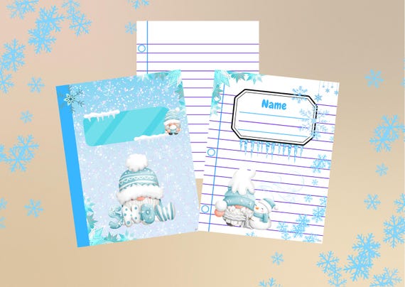 Winter Style Notebook, Printable Pages, Lined Pages, School Supplies, Student Notebook, Winter Stationery, Winter Theme, Gift Idea