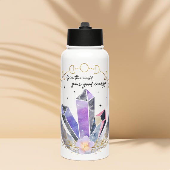 Stainless Steel Water Bottle with Straw Lid, Unique Go-sage-yourself Style, Modern Gift Idea