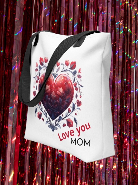 Heart Tote for Mothersday, Birthday Gift Idea for Mom, Women's Tote Bag, Mom Gift, Heart Bag