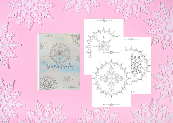 Snowflake Mandalas for Adults, Holiday Activity, Unique Coloring Book, Meditative Art, Relaxing Coloring, Stress Relief, Snowflake coloring