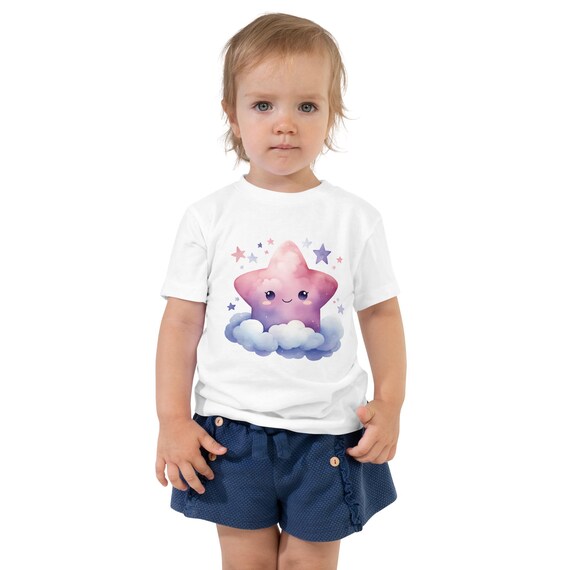 Cute Star Toddler Tee, Baby Short Sleeve Shirt, Kids Graphic T-shirt, Children's Wear, Preschool Outfit, Star Design
