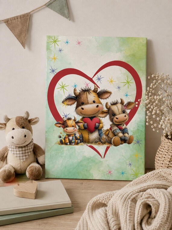 Baby Bulls Nursery Poster, Digital Download, High Quality Print, Nursery Wall Art, Baby Room Decor, Playroom Art, Kids Room Art