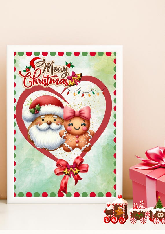 Christmas Nursery Kawaii Cookies Poster, Children's Printable Wall Art, Xmas Poster, Holiday Gift, Christmas Poster, Cute Holiday Wall Art