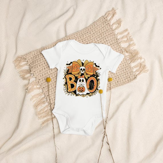 Organic Cotton Baby Bodysuit, Boo Style, Halloween Bodysuit, Infant Bodysuit, Baby Shower Gift, Cozy Baby Wear, Baby Gift