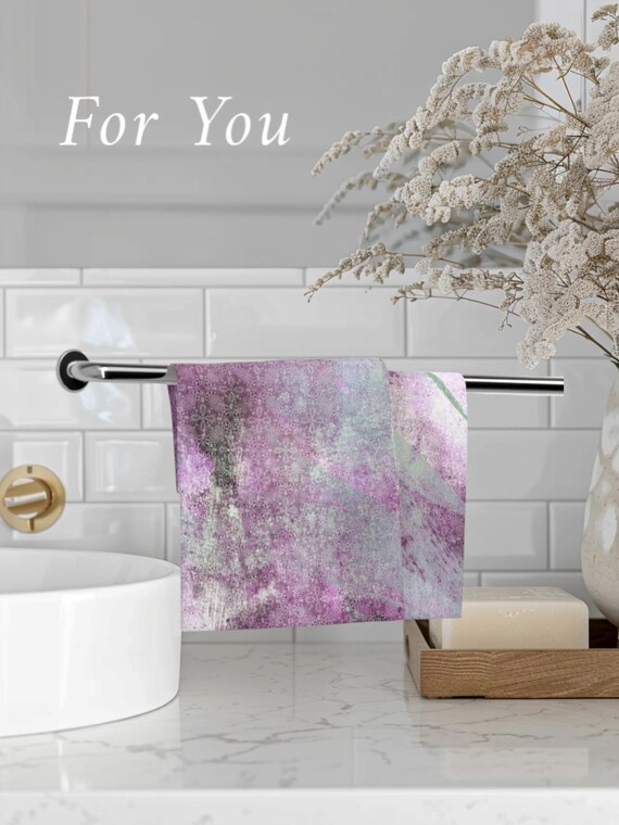 Lilac Boho Style Face Towel, Soft Cotton Towel, Bohemian Bathroom Decor, Purple Spa Towel, Guest Hand Towel