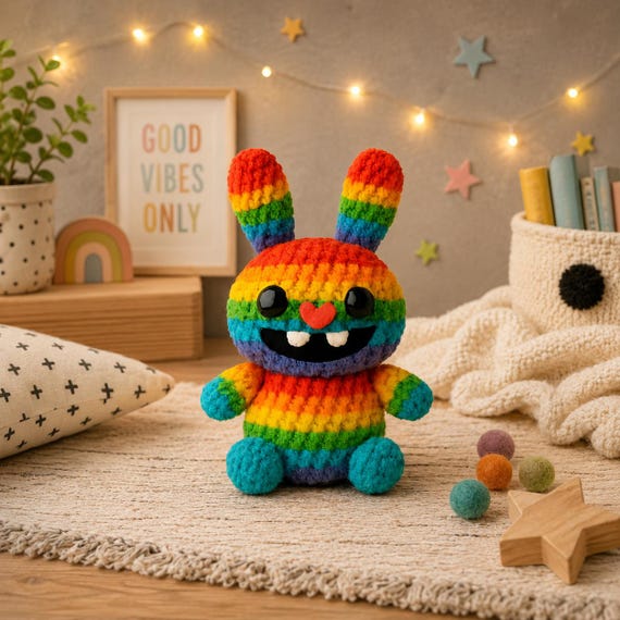 Rainbowbubu Crochet Pattern PDF, Cute Amigurumi Pattern, Rainbow Plush DIY, Beginner Project, Craft Gift, Amigurumi Plush DIY