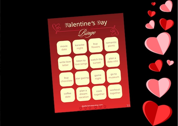 Valentines Day Bingo Printable, Valentine Bingo Game, Classroom Party Game, Valentine Activity, Instant Download, Valentine Bingo Cards