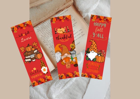 Unique Printable Bookmark, Trendy Autumn Style, Fall Leaves Bookmark, DIY Book Accessory, School Supplies, Book Lover Gift, Trendy Bookmark