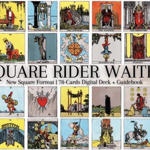 Square Rider Waite Tarot Deck, 78 Cards, Printable Tarotcards, Instant Download, Unique Tarot Set, Fortune Telling, Mystic Gift, Reading Kit