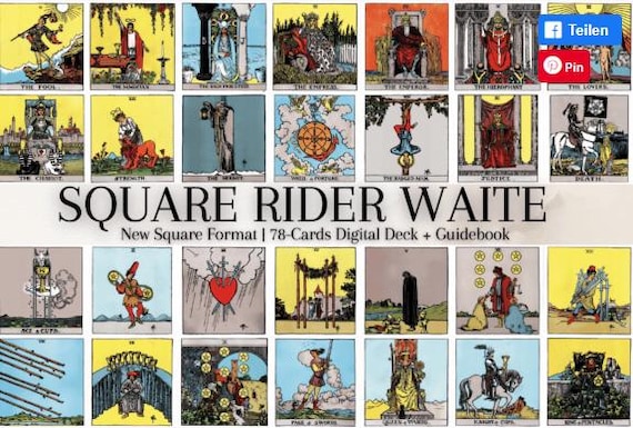 Square Rider Waite Tarot Deck, 78 Cards, Printable Tarotcards, Instant Download, Unique Tarot Set, Fortune Telling, Mystic Gift, Reading Kit