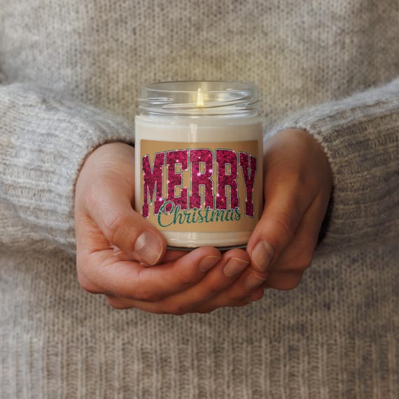 Scented Soy Candle Merry Christmas, Sparkly Xmas Candle, Holiday Scent Gift, Christmas Home Decor, Winter Candle, Festive Holiday Candle
