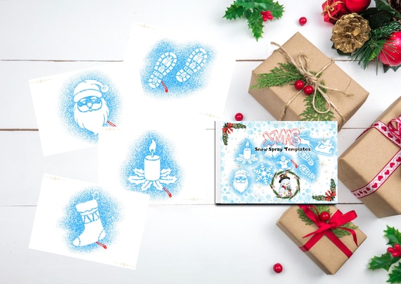Printable Spray Snow Stencils, Holiday Activity Set, Print and Cut Craft, Winter Stencils, DIY Decoration, Christmas Craft, Festive Stencil