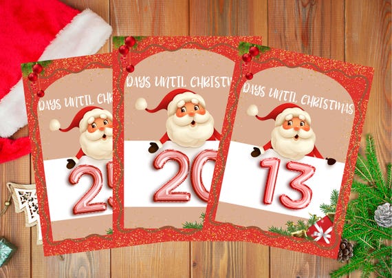 Printable Christmas Countdown Posters, Xmas Countdown, Advent Calendar, Holiday Decor, Festive Wall Art, Days until Christmas, Xmas Print